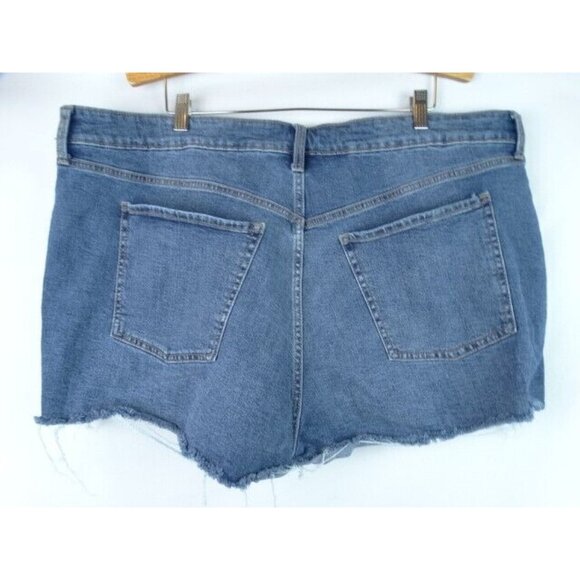 Old Navy Jean Shorts Womens Plus Size 24 Sky-Hi A-Line Button Fly Cut Off Denim - Picture 7 of 9